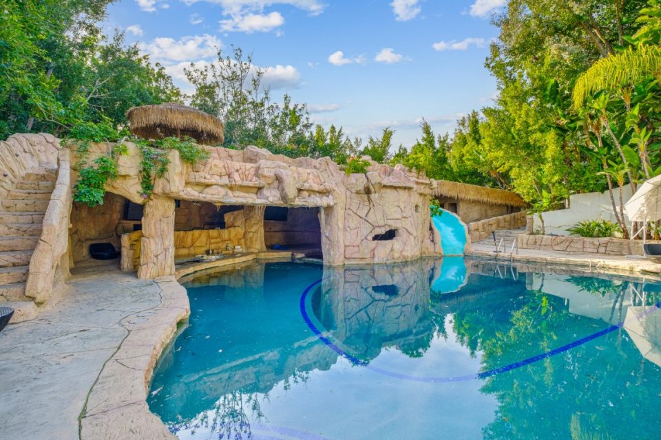 backyard pool of princes mansion